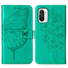 Funda de Cuero Cartera con Soporte Mariposa Carcasa Y01B para Xiaomi Redmi K40 5G Verde