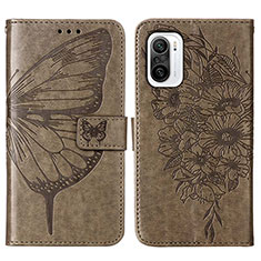 Funda de Cuero Cartera con Soporte Mariposa Carcasa Y01B para Xiaomi Redmi K40 Pro+ Plus 5G Gris