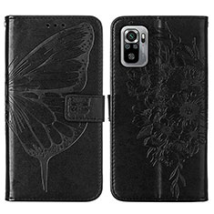 Funda de Cuero Cartera con Soporte Mariposa Carcasa Y01B para Xiaomi Redmi Note 10 4G Negro