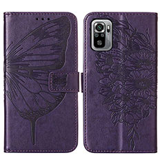 Funda de Cuero Cartera con Soporte Mariposa Carcasa Y01B para Xiaomi Redmi Note 11 SE India 4G Morado