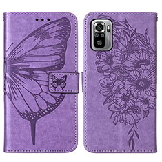 Funda de Cuero Cartera con Soporte Mariposa Carcasa Y01B para Xiaomi Redmi Note 11 SE India 4G Purpura Claro