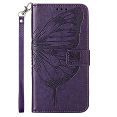 Funda de Cuero Cartera con Soporte Mariposa Carcasa Y02B para Samsung Galaxy A03s Morado