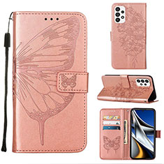 Funda de Cuero Cartera con Soporte Mariposa Carcasa Y02B para Samsung Galaxy A73 5G Oro Rosa