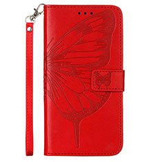 Funda de Cuero Cartera con Soporte Mariposa Carcasa Y02B para Samsung Galaxy F02S SM-E025F Rojo