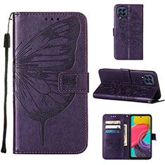 Funda de Cuero Cartera con Soporte Mariposa Carcasa Y02B para Samsung Galaxy M33 5G Morado