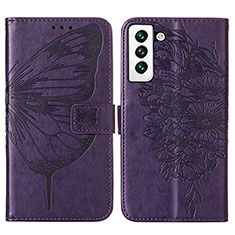 Funda de Cuero Cartera con Soporte Mariposa Carcasa Y06B para Samsung Galaxy S21 FE 5G Morado