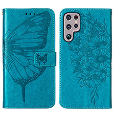 Funda de Cuero Cartera con Soporte Mariposa Carcasa Y06B para Samsung Galaxy S21 Ultra 5G Azul