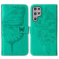 Funda de Cuero Cartera con Soporte Mariposa Carcasa Y06B para Samsung Galaxy S21 Ultra 5G Verde