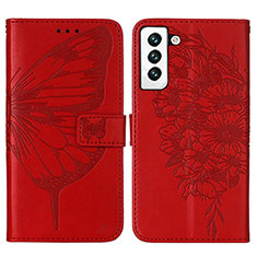 Funda de Cuero Cartera con Soporte Mariposa Carcasa Y06B para Samsung Galaxy S22 5G Rojo