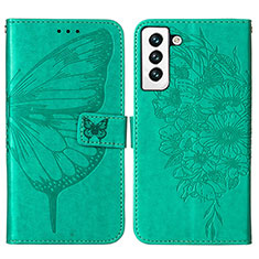 Funda de Cuero Cartera con Soporte Mariposa Carcasa Y06B para Samsung Galaxy S22 Plus 5G Verde