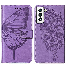 Funda de Cuero Cartera con Soporte Mariposa Carcasa Y06B para Samsung Galaxy S24 5G Purpura Claro