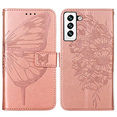 Funda de Cuero Cartera con Soporte Mariposa Carcasa Y06B para Samsung Galaxy S24 Plus 5G Oro Rosa