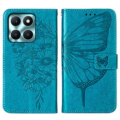 Funda de Cuero Cartera con Soporte Mariposa Carcasa YB1 para Huawei Honor X6a Azul