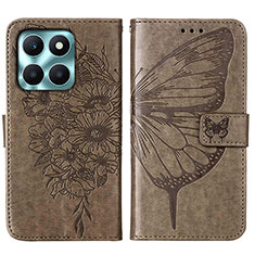 Funda de Cuero Cartera con Soporte Mariposa Carcasa YB1 para Huawei Honor X6a Gris