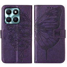 Funda de Cuero Cartera con Soporte Mariposa Carcasa YB1 para Huawei Honor X6a Morado