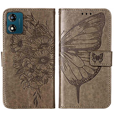 Funda de Cuero Cartera con Soporte Mariposa Carcasa YB1 para Motorola Moto E13 Gris