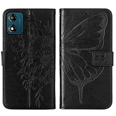 Funda de Cuero Cartera con Soporte Mariposa Carcasa YB1 para Motorola Moto E13 Negro