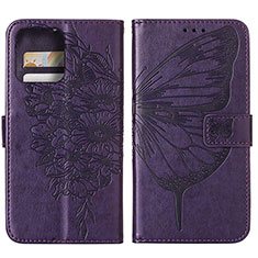 Funda de Cuero Cartera con Soporte Mariposa Carcasa YB1 para Motorola Moto Edge 40 Pro 5G Morado