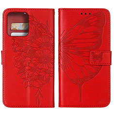 Funda de Cuero Cartera con Soporte Mariposa Carcasa YB1 para Motorola Moto Edge 40 Pro 5G Rojo