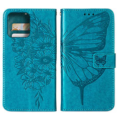 Funda de Cuero Cartera con Soporte Mariposa Carcasa YB1 para Motorola Moto Edge Plus (2023) 5G Azul