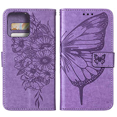 Funda de Cuero Cartera con Soporte Mariposa Carcasa YB1 para Motorola Moto Edge Plus (2023) 5G Purpura Claro