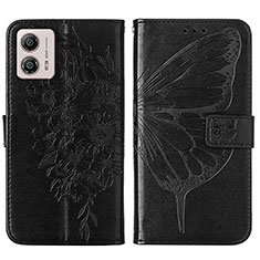 Funda de Cuero Cartera con Soporte Mariposa Carcasa YB1 para Motorola Moto G53y 5G Negro