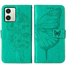 Funda de Cuero Cartera con Soporte Mariposa Carcasa YB1 para Motorola Moto G54 5G Verde