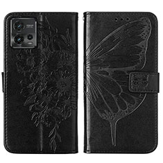 Funda de Cuero Cartera con Soporte Mariposa Carcasa YB1 para Motorola Moto G72 Negro