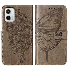 Funda de Cuero Cartera con Soporte Mariposa Carcasa YB1 para Motorola Moto G73 5G Gris