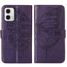 Funda de Cuero Cartera con Soporte Mariposa Carcasa YB1 para Motorola Moto G73 5G Morado