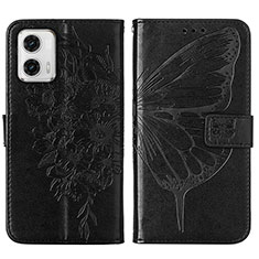 Funda de Cuero Cartera con Soporte Mariposa Carcasa YB1 para Motorola Moto G73 5G Negro