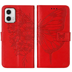 Funda de Cuero Cartera con Soporte Mariposa Carcasa YB1 para Motorola Moto G73 5G Rojo