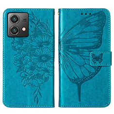 Funda de Cuero Cartera con Soporte Mariposa Carcasa YB1 para Motorola Moto G84 5G Azul