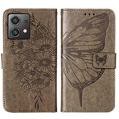 Funda de Cuero Cartera con Soporte Mariposa Carcasa YB1 para Motorola Moto G84 5G Gris