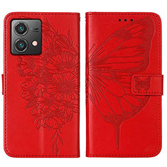 Funda de Cuero Cartera con Soporte Mariposa Carcasa YB1 para Motorola Moto G84 5G Rojo