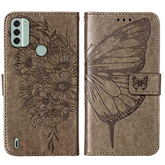 Funda de Cuero Cartera con Soporte Mariposa Carcasa YB1 para Nokia C31 Gris