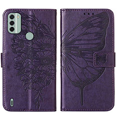 Funda de Cuero Cartera con Soporte Mariposa Carcasa YB1 para Nokia C31 Morado