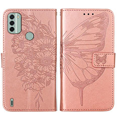 Funda de Cuero Cartera con Soporte Mariposa Carcasa YB1 para Nokia C31 Oro Rosa