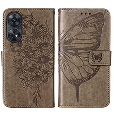 Funda de Cuero Cartera con Soporte Mariposa Carcasa YB1 para Oppo Reno8 T 4G Gris