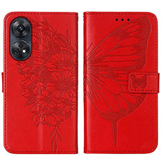 Funda de Cuero Cartera con Soporte Mariposa Carcasa YB1 para Oppo Reno8 T 4G Rojo