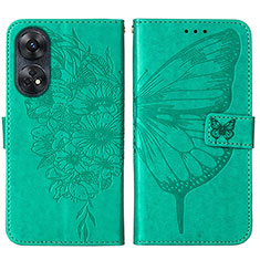 Funda de Cuero Cartera con Soporte Mariposa Carcasa YB1 para Oppo Reno8 T 4G Verde