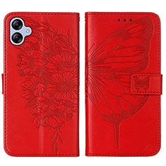 Funda de Cuero Cartera con Soporte Mariposa Carcasa YB1 para Samsung Galaxy F04 Rojo