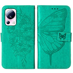 Funda de Cuero Cartera con Soporte Mariposa Carcasa YB1 para Xiaomi Mi 12 Lite NE 5G Verde