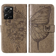 Funda de Cuero Cartera con Soporte Mariposa Carcasa YB1 para Xiaomi Poco X5 Pro 5G Gris