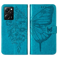 Funda de Cuero Cartera con Soporte Mariposa Carcasa YB1 para Xiaomi Redmi Note 12 Pro Speed 5G Azul