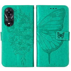 Funda de Cuero Cartera con Soporte Mariposa Carcasa YB2 para Oppo A58 5G Verde