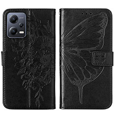 Funda de Cuero Cartera con Soporte Mariposa Carcasa YB2 para Xiaomi Poco X5 5G Negro
