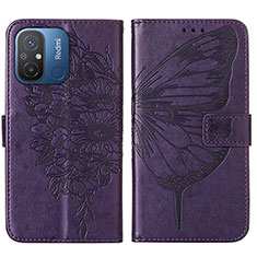 Funda de Cuero Cartera con Soporte Mariposa Carcasa YB2 para Xiaomi Redmi 11A 4G Morado