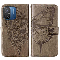 Funda de Cuero Cartera con Soporte Mariposa Carcasa YB2 para Xiaomi Redmi 12C 4G Gris