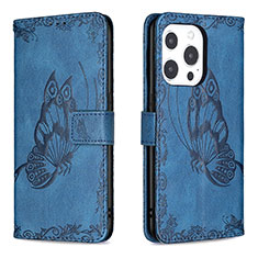 Funda de Cuero Cartera con Soporte Mariposa Carcasa Z01 para Apple iPhone 14 Pro Azul